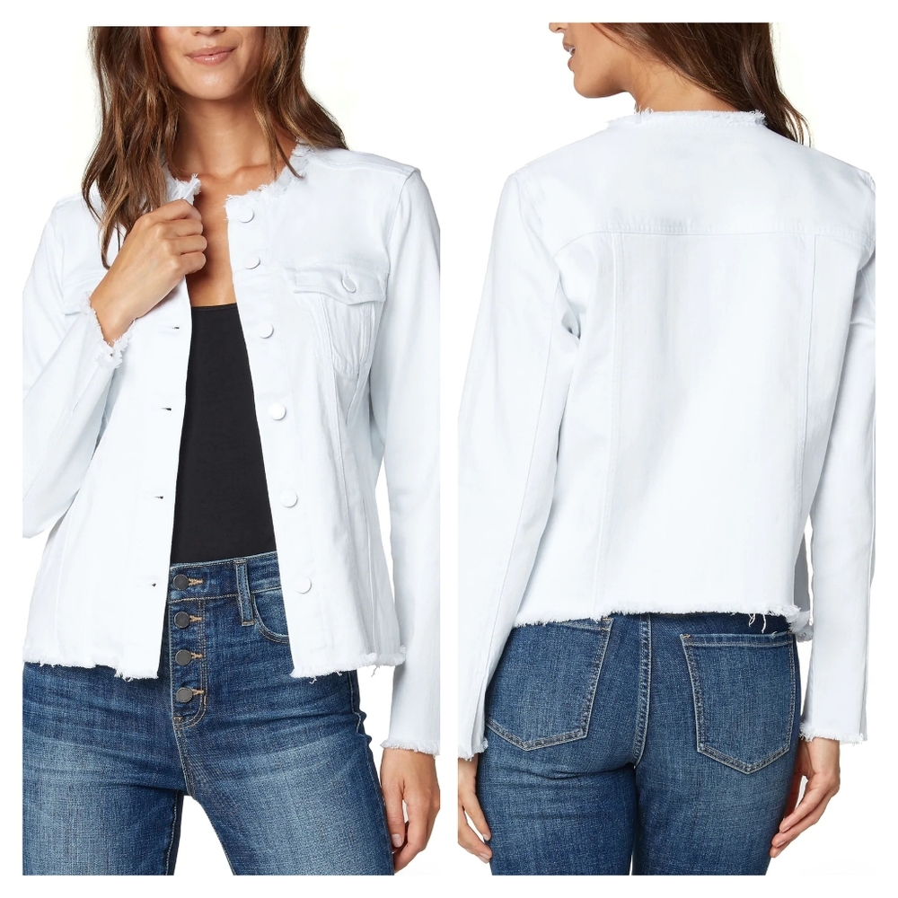 Liverpool Jeans White Frayed Edge Jean Jacket Size XS - Picture 2 of 10